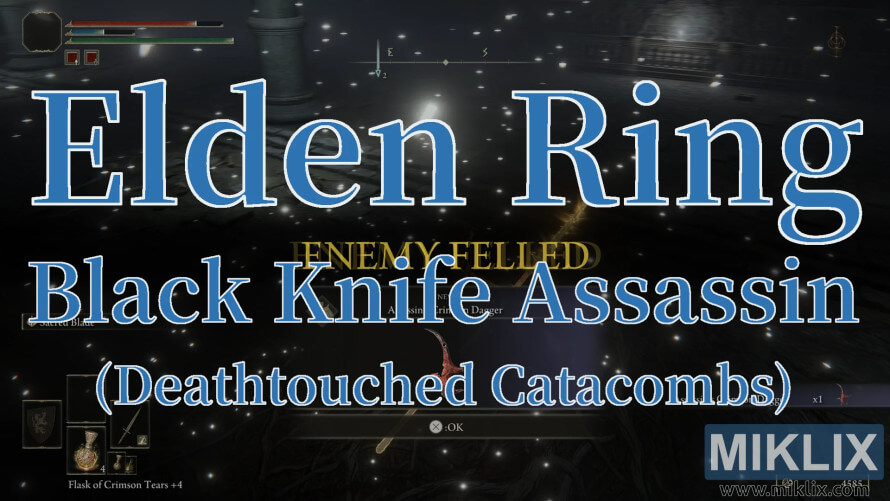 Elden Ring Black Knife Assassin defeated in Deathtouched Catacombs. Elden Ring Black Knife Assassin defeated in Deathtouched Catacombs.