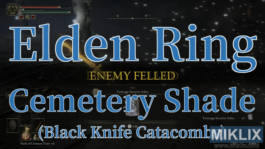 Elden Ring Cemetery Shade defeated in the Black Knife Catacombs. Elden Ring Cemetery Shade defeated in the Black Knife Catacombs.