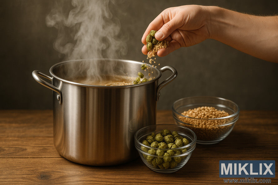 Ð Ñка Ð´Ð¾Ð´Ð°Ñ Ñ
мÑÐ»Ñ Ñа зеÑно в гаÑÑÑий Ñайник з неÑжавÑÑÑÐ¾Ñ ÑÑÐ°Ð»Ñ Ð½Ð° деÑев'ÑнÑй повеÑÑ
Ð½Ñ Ð¿Ñд ÑÐ°Ñ Ð´Ð¾Ð¼Ð°ÑнÑого пивоваÑÑннÑ. Ð Ñка Ð´Ð¾Ð´Ð°Ñ Ñ
мÑÐ»Ñ Ñа зеÑно в гаÑÑÑий Ñайник з неÑжавÑÑÑÐ¾Ñ ÑÑÐ°Ð»Ñ Ð½Ð° деÑев'ÑнÑй повеÑÑ
Ð½Ñ Ð¿Ñд ÑÐ°Ñ Ð´Ð¾Ð¼Ð°ÑнÑого пивоваÑÑннÑ.