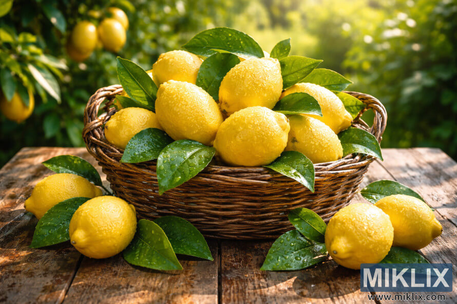 ÐÐ¾ÑÐ½Ð¸ÑÐ° Ñ Ð¿ÑÑÑÐ½Ð¾ Ð½Ð°Ð±ÑÐ°Ð½Ð¸ Ð¶ÑÐ»ÑÐ¸ Ð»Ð¸Ð¼Ð¾Ð½Ð¸ Ñ Ð»ÑÑÐºÐ°Ð²Ð¸ Ð·ÐµÐ»ÐµÐ½Ð¸ Ð»Ð¸ÑÑÐ° Ð½Ð° ÑÑÑÑÐ¸ÐºÐ°Ð»Ð½Ð° Ð´ÑÑÐ²ÐµÐ½Ð° Ð¼Ð°ÑÐ° Ð² ÑÐ»ÑÐ½ÑÐµÐ²Ð° Ð³ÑÐ°Ð´Ð¸Ð½Ð°