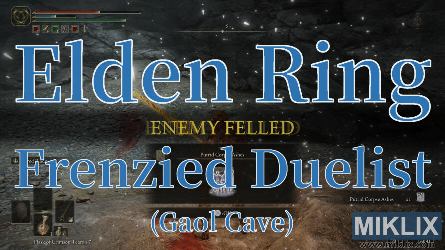 Elden Ring Frenzied Duelist defeated in Gaol Cave.