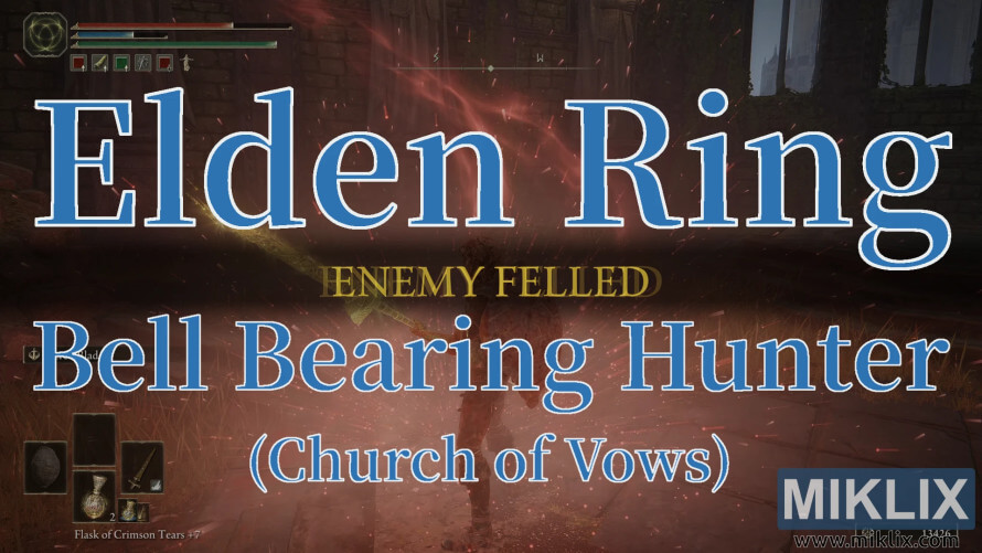 Elden Ring Bell Bearing Hunter boss fight at the Church of Vows. Elden Ring Bell Bearing Hunter boss fight at the Church of Vows.