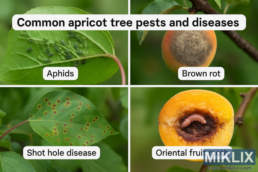 ÐÐ±ÑÐ°Ð·Ð¾Ð²Ð°ÑÐµÐ»ÑÐ½Ð¾Ðµ Ð¸Ð·Ð¾Ð±ÑÐ°Ð¶ÐµÐ½Ð¸Ðµ, Ð½Ð° ÐºÐ¾ÑÐ¾ÑÐ¾Ð¼ Ð¿Ð¾ÐºÐ°Ð·Ð°Ð½Ñ ÑÐ°ÑÐ¿ÑÐ¾ÑÑÑÐ°Ð½ÐµÐ½Ð½ÑÐµ Ð²ÑÐµÐ´Ð¸ÑÐµÐ»Ð¸ Ð¸ Ð±Ð¾Ð»ÐµÐ·Ð½Ð¸ Ð°Ð±ÑÐ¸ÐºÐ¾ÑÐ¾Ð²ÑÑ Ð´ÐµÑÐµÐ²ÑÐµÐ², Ð² ÑÐ¾Ð¼ ÑÐ¸ÑÐ»Ðµ ÑÐ»Ñ, Ð±ÑÑÐ°Ñ Ð³Ð½Ð¸Ð»Ñ, Ð³Ð½Ð¸Ð»Ñ Ð°Ð±ÑÐ¸ÐºÐ¾ÑÐ¾Ð²ÑÑ Ð¿ÑÑÐµÐ½ Ð¸ Ð²Ð¾ÑÑÐ¾ÑÐ½Ð°Ñ Ð¿Ð»Ð¾Ð´Ð¾Ð²Ð°Ñ Ð¼Ð¾Ð»Ñ, Ñ Ð¿Ð¾Ð´Ð¿Ð¸ÑÐ°Ð½Ð½ÑÐ¼Ð¸ ÑÐ¾ÑÐ¾Ð³ÑÐ°ÑÐ¸ÑÐ¼Ð¸.