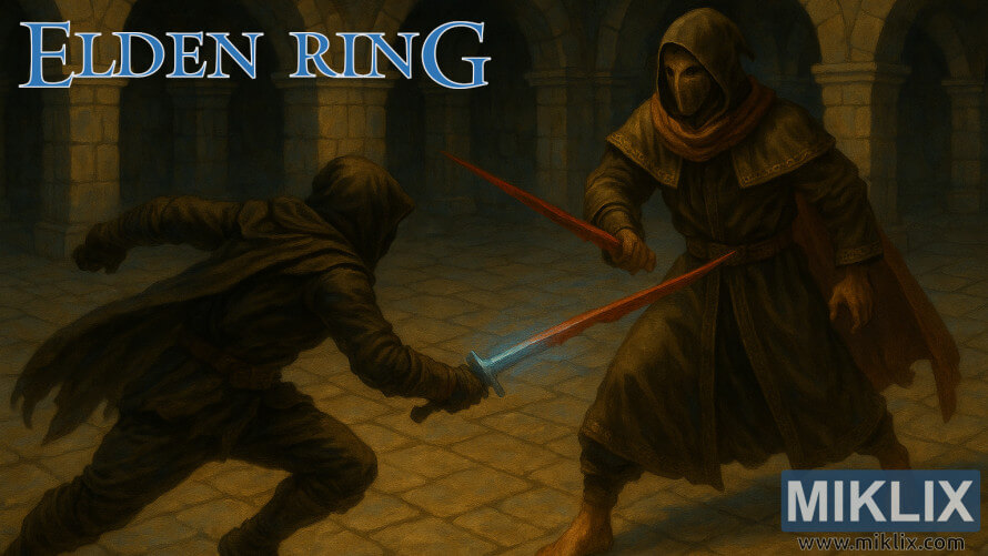 Fan art of the Tarnished in Black Knife armor fighting a Sanguine Noble with the Bloody Helice inside the Writheblood Ruins dungeon in Elden Ring. Fan art of the Tarnished in Black Knife armor fighting a Sanguine Noble with the Bloody Helice inside the Writheblood Ruins dungeon in Elden Ring.