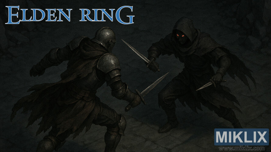 Fan art of Tarnished battling Black Knife Assassin in Sage's Cave from Elden Ring Fan art of Tarnished battling Black Knife Assassin in Sage's Cave from Elden Ring