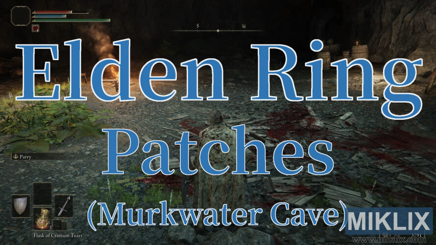 Elden Ring screenshot showing the encounter with Patches in Murkwater Cave. Elden Ring screenshot showing the encounter with Patches in Murkwater Cave.
