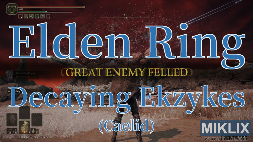 Elden Ring Decaying Ekzykes dragon defeated in Caelid. Elden Ring Decaying Ekzykes dragon defeated in Caelid.