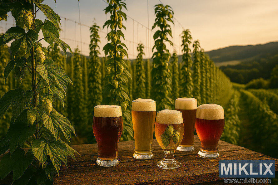 PlaÅ¡s apiÅu lauks ar reÅ¾Ä£otiem zariem un mirdzoÅ¡iem Äiekuriem siltÄ, zeltainÄ saules gaismÄ