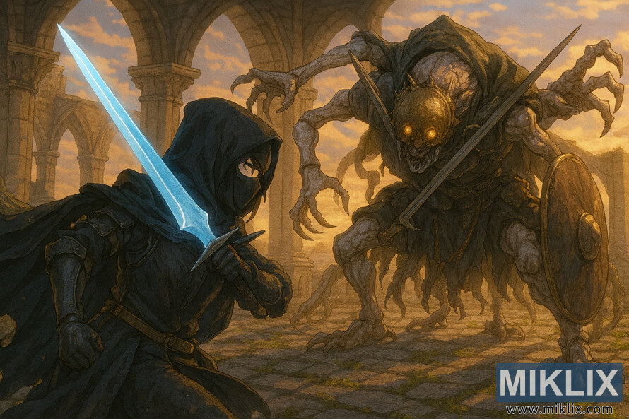 Fan art ÏÎµ ÏÏÏÎ» anime Î¼Îµ ÏÎ¿ÏÏ Tarnished Î½Î± Î¼Î¬ÏÎ¿Î½ÏÎ±Î¹ Î¼Îµ Î­Î½Î±Î½ Î³ÎºÏÎ¿ÏÎ­ÏÎºÎ¿ Grafted Scion ÏÏÎ¿ Chapel of Anticipation ÏÏÎ¿ Elden Ring.