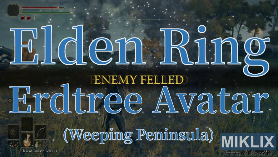 Elden Ring screenshot showing victory over the Erdtree Avatar in the Weeping Peninsula.