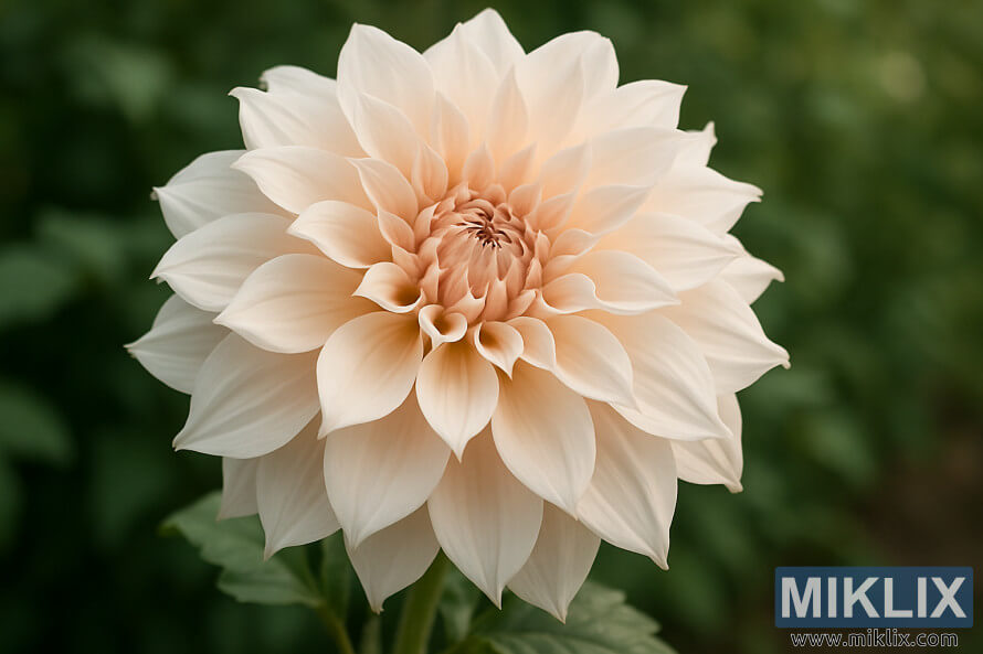 NÃ¦rmynd af CafÃ© au Lait-dalÃ­u meÃ° rjÃ³malÃ¶guÃ°um blÃ³mablÃ¶Ã°um Ã­ mjÃºku ljÃ³si.