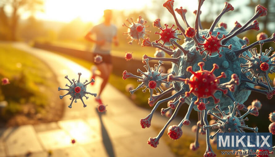 Ilustração de células imunes e citocinas defendendo o corpo com um corredor ao fundo. Ilustração de células imunes e citocinas defendendo o corpo com um corredor ao fundo.