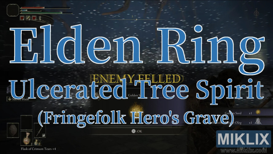 Elden Ring Ulcerated Tree Spirit defeated in Fringefolk Hero’s Grave. Elden Ring Ulcerated Tree Spirit defeated in Fringefolk Hero’s Grave.