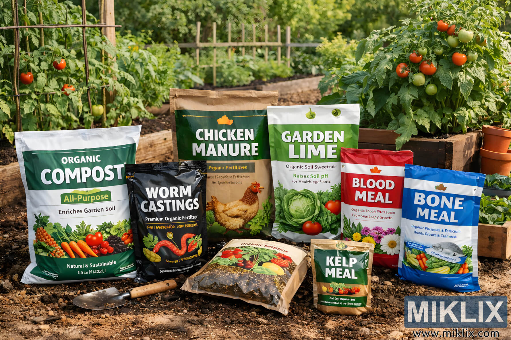 Image: Organic Compost and Soil Amendments for a Vegetable Garden - Miklix