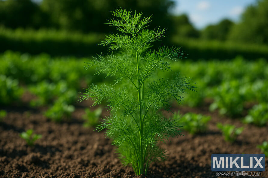Aneth Superdukat poussant dans un potager bien entretenu lors dâune journÃ©e dâÃ©tÃ© ensoleillÃ©e