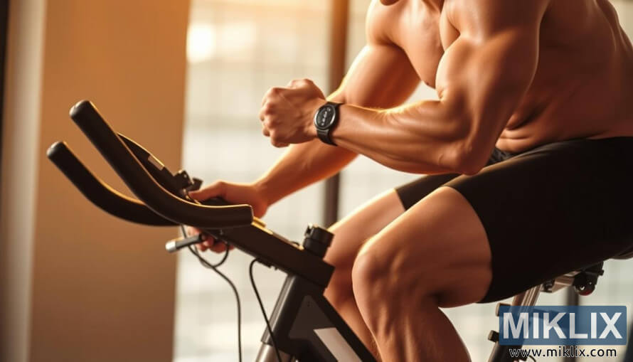 ÐиÑиÑави биÑиклиÑÑа инÑензивно педалиÑа на ÑÑаÑионаÑном биÑÐ¸ÐºÐ»Ñ Ð¿Ð¾Ð´ Ñоплим злаÑним оÑвеÑÑеÑем. ÐиÑиÑави биÑиклиÑÑа инÑензивно педалиÑа на ÑÑаÑионаÑном биÑÐ¸ÐºÐ»Ñ Ð¿Ð¾Ð´ Ñоплим злаÑним оÑвеÑÑеÑем.