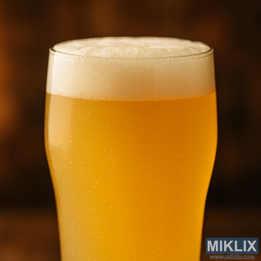 Isang baso ng malabo na Belgian Witbier na may makapal na puting ulo, maputlang ginintuang kulay, at pinong effervescence laban sa isang mahinang blur na mainit na background. Isang baso ng malabo na Belgian Witbier na may makapal na puting ulo, maputlang ginintuang kulay, at pinong effervescence laban sa isang mahinang blur na mainit na background.