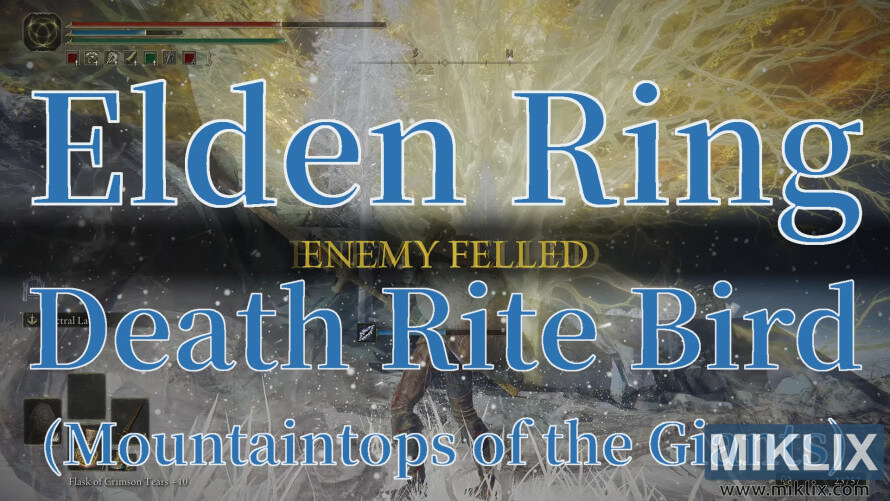 Elden Ring screenshot showing “Enemy Felled” after defeating the Death Rite Bird in the Mountaintops of the Giants. Elden Ring screenshot showing “Enemy Felled” after defeating the Death Rite Bird in the Mountaintops of the Giants.