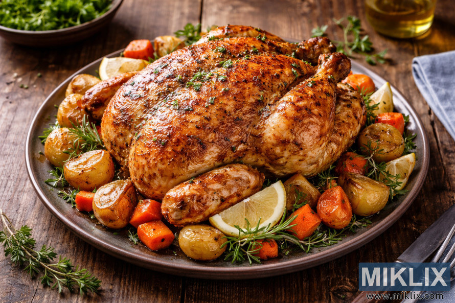 ê»ì§ì íë¸ë¡ ìëíì¬ ë°ì­íê² êµ¬ì´ íµë­ í ë§ë¦¬ê° ë¯¸ë ê°ì, ë¹ê·¼, ë ëª¬ ì¡°ê°ê³¼ í¨ê» ìë°í ëë¬´ íì´ë¸ ìì ëì¬ ììµëë¤.