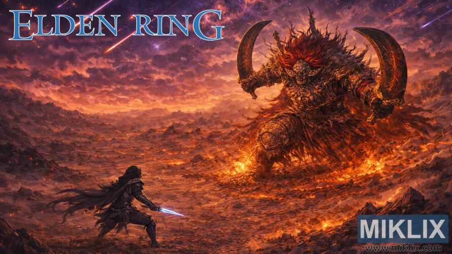 Fan art of Elden Ring battle between Black Knife armor player and Starscourge Radahn in Wailing Dunes Fan art of Elden Ring battle between Black Knife armor player and Starscourge Radahn in Wailing Dunes