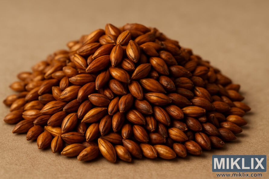 Detailnà zábÄr na zlatavÄ jantarová sladová zrna na prostém pozadà s teplým, mÄkkým osvÄtlenÃm. Detailnà zábÄr na zlatavÄ jantarová sladová zrna na prostém pozadà s teplým, mÄkkým osvÄtlenÃm.