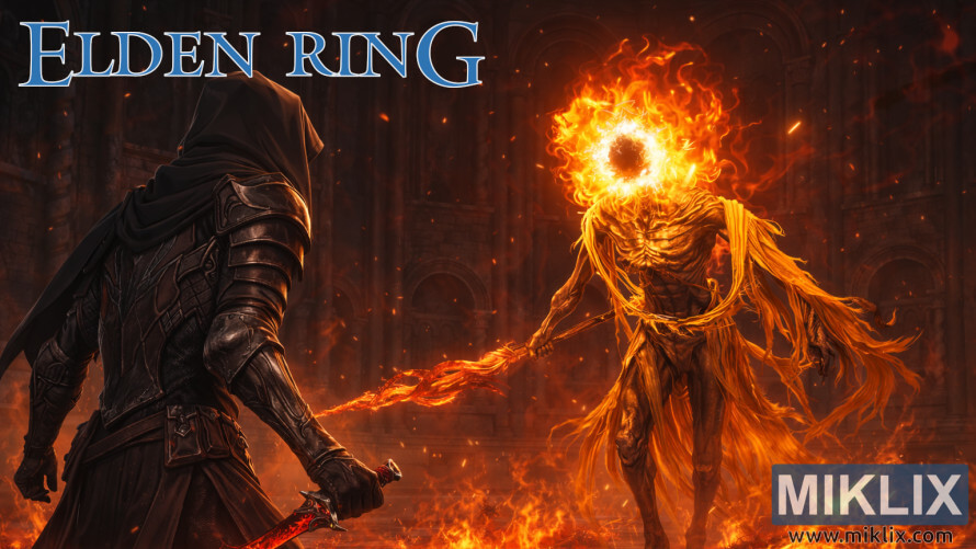 Fan art of the Tarnished in Black Knife armor facing Midra, Lord of Frenzied Flame, inside a burning hall in Elden Ring: Shadow of the Erdtree. Fan art of the Tarnished in Black Knife armor facing Midra, Lord of Frenzied Flame, inside a burning hall in Elden Ring: Shadow of the Erdtree.