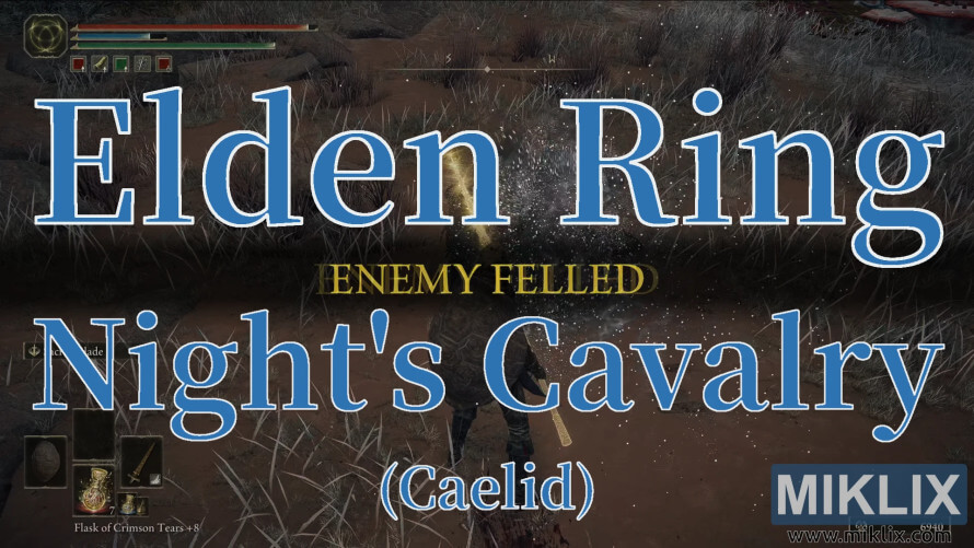Elden Ring Night’s Cavalry defeated in Caelid. Elden Ring Night’s Cavalry defeated in Caelid.
