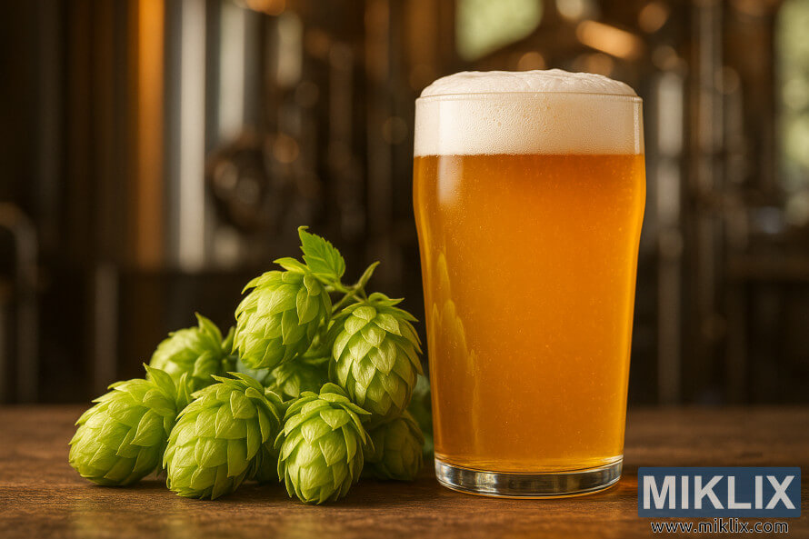 Ú¯Ø±Ù Ø±ÙØ´ÙÛ ÙÛÚº ØªØ§Ø²Û Ø³Ø¨Ø² Citra hops Ú©Û Ø³Ø§ØªÚ¾ Ø¬Ú¾Ø§Ú¯ Ø¯Ø§Ø± Ø³Ø± Ú©Û Ø³Ø§ØªÚ¾ Ø³ÙÛØ±Û Ø¨ÛØ¦Ø± Ú©Ø§ Ú¯ÙØ§Ø³Û